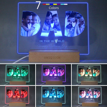 Personalised Father's Day Gifts from Son,First Father's Day Photo Gift for Step Dad from Daughter,Dad Memorial Gifts with Photo Frame from Baby