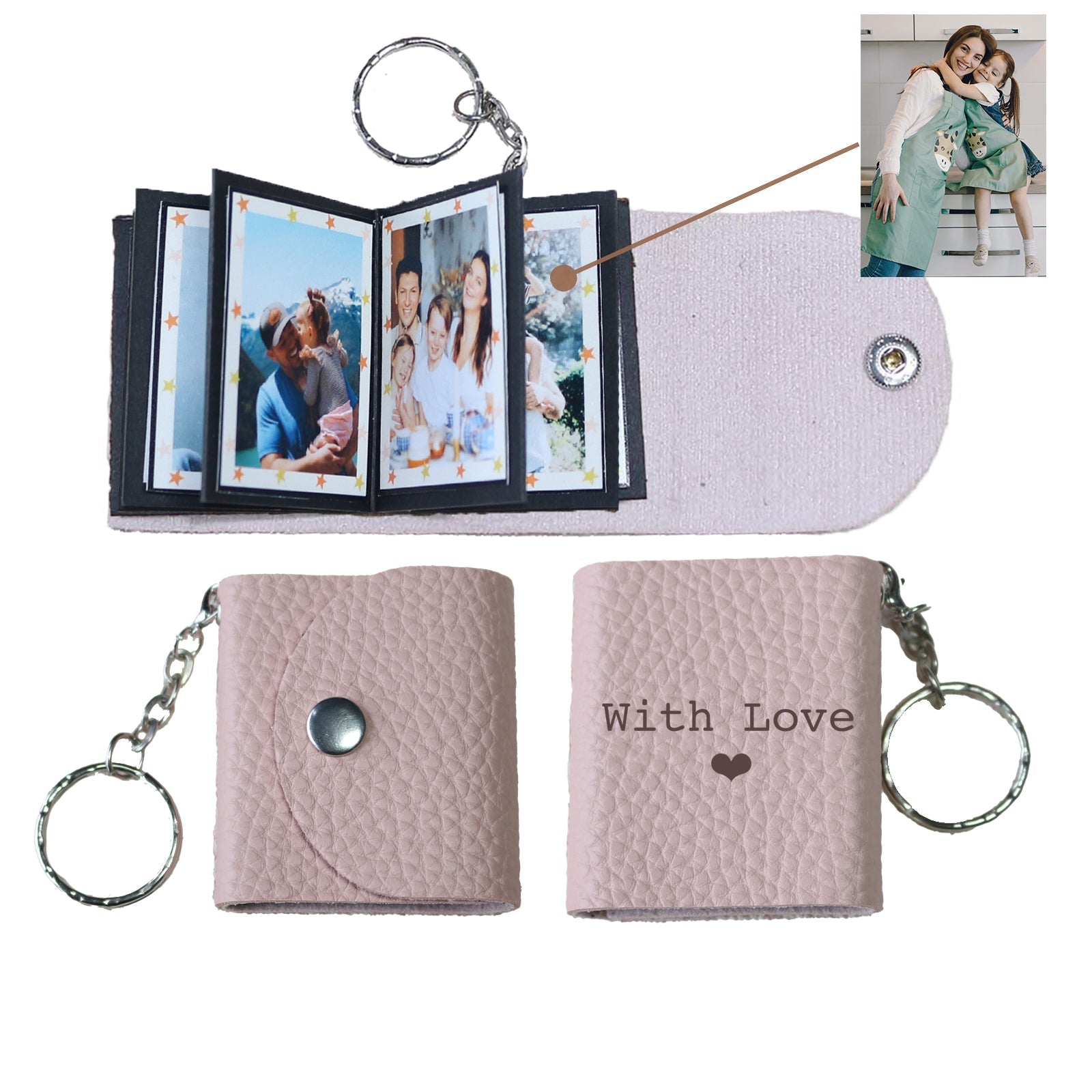 Personalized Mini Photo Keychain, Picture Keychains Personalized Album, Mini Cute Key Ring Keychain with Picture Book for Family, Boyfriend, Couples, Dog, Friends - uniqicon