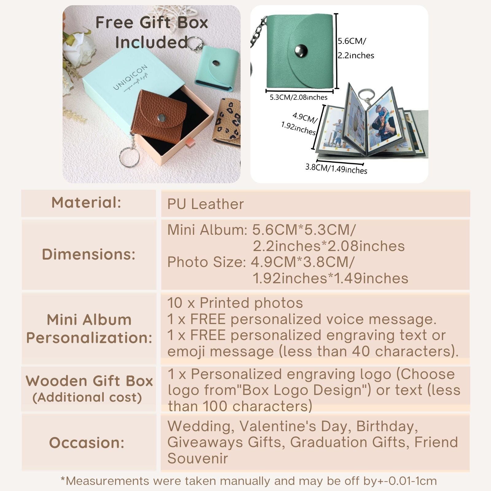 Personalized Mini Photo Keychain, Picture Keychains Personalized Album, Mini Cute Key Ring Keychain with Picture Book for Family, Boyfriend, Couples, Dog, Friends - uniqicon