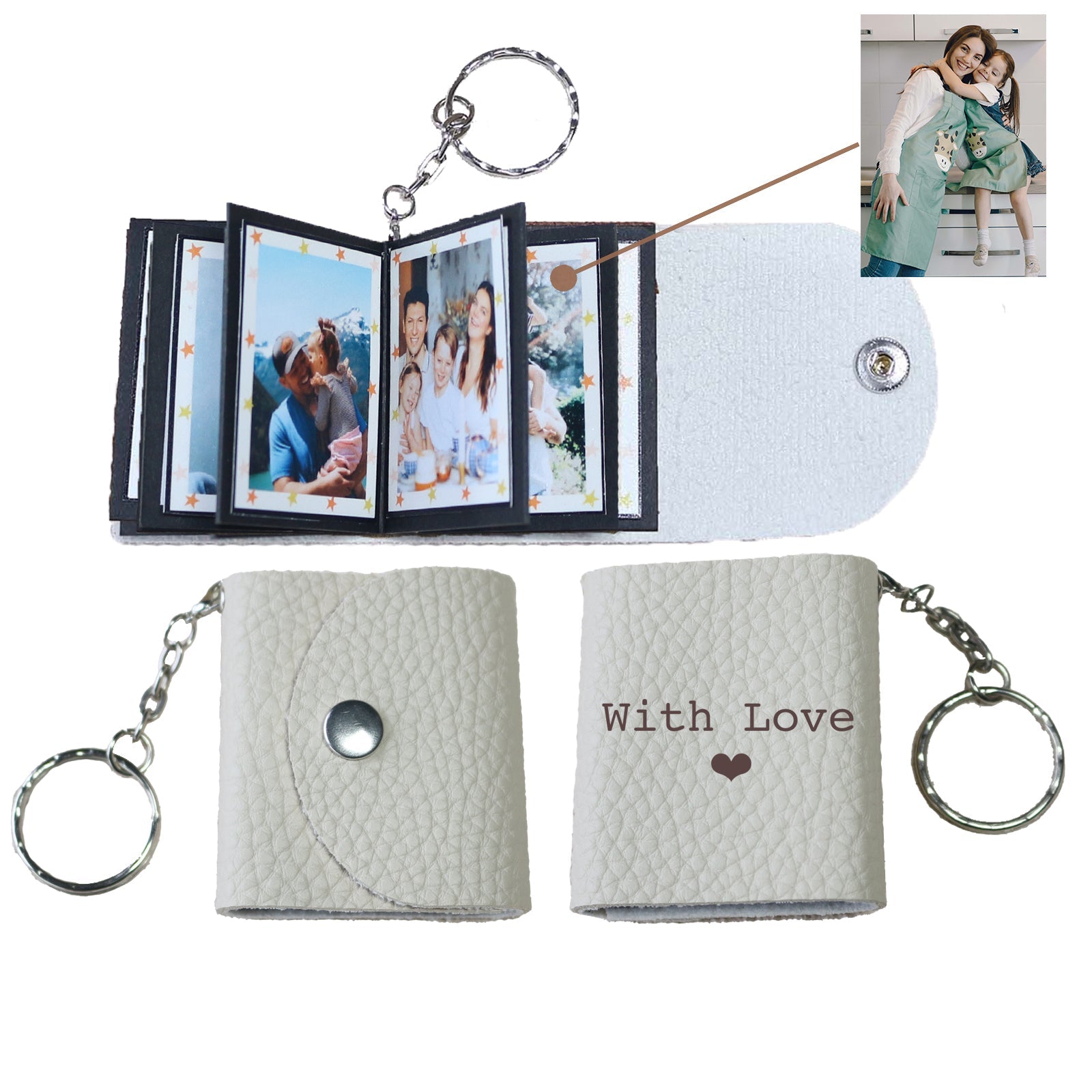 Personalized Mini Photo Keychain,Picture Keychains(Light pink) Personalized Album, Mini Cute Key Ring Keychain with Picture Book for Family, Boyfriend, Couples, Dog, Friends - uniqicon