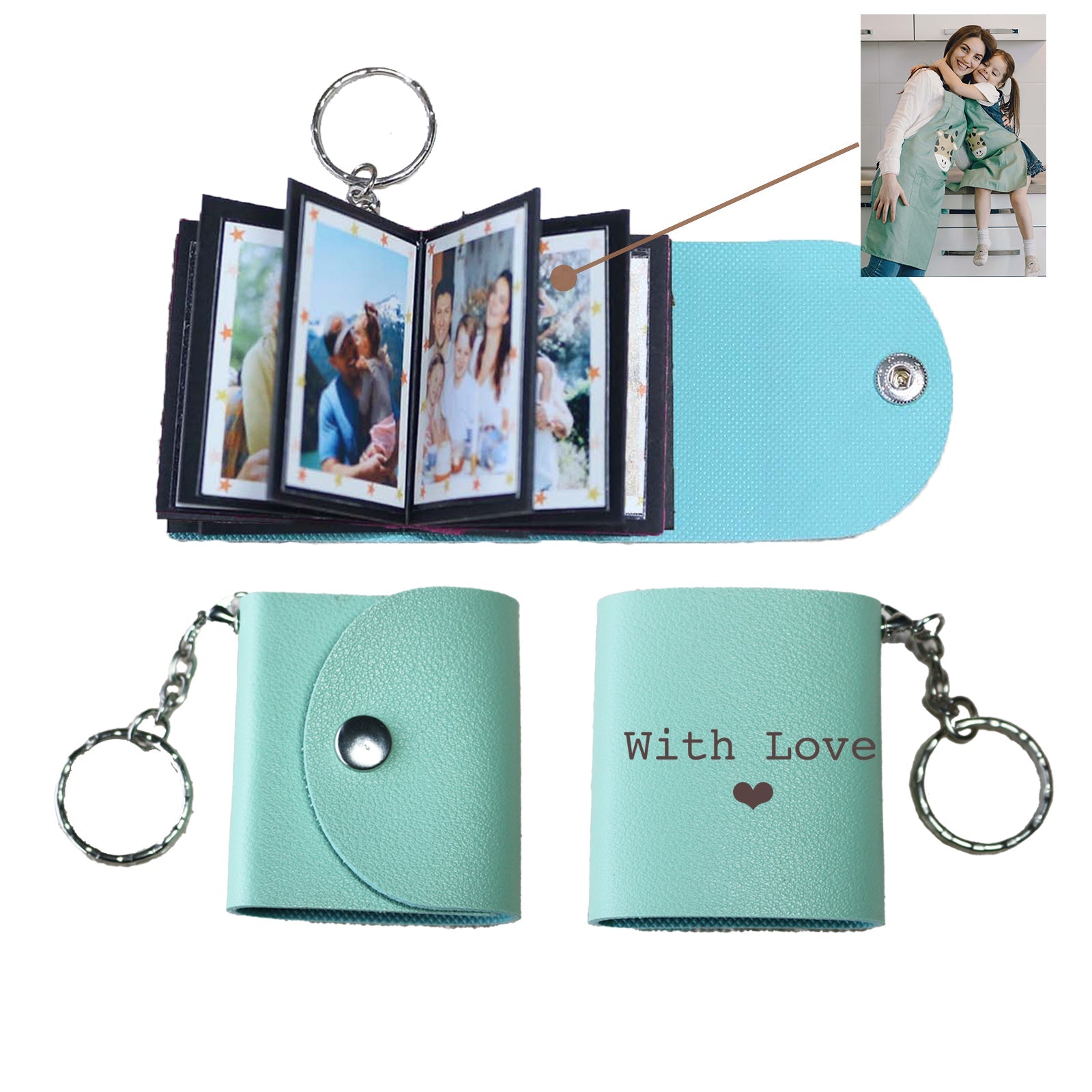 Personalized Mini Photo Keychain,Picture Keychains(Red) Personalized Album, Mini Cute Key Ring Keychain with Picture Book for Family, Boyfriend, Couples, Dog, Friends - uniqicon