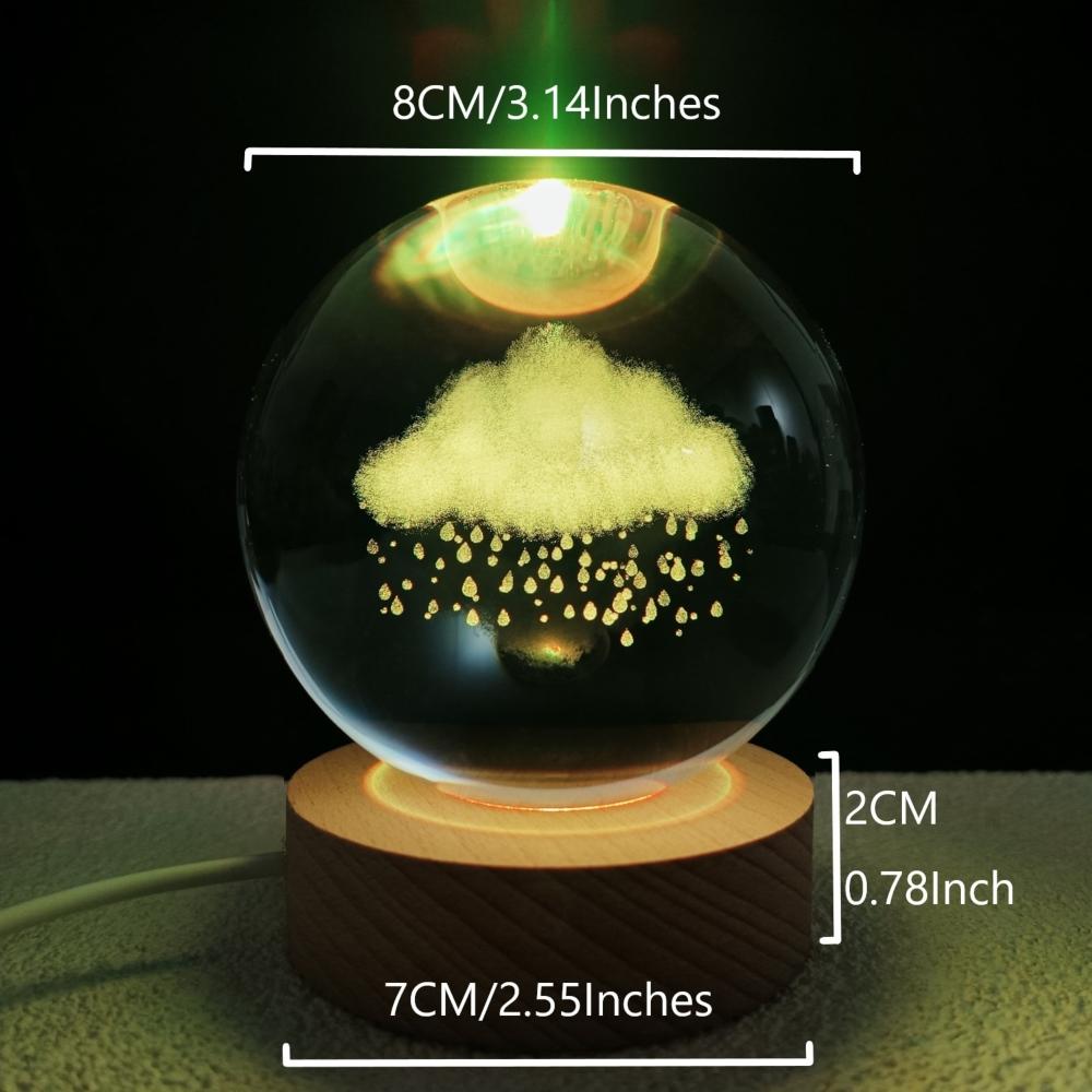 3D Engraving Crystal Ball Cloud LED Light Voice Message Gift Birthday Anniversary Valentine Christmas Graduation Friend Souvenir Corporate Award Recognition Appreciation - uniqicon