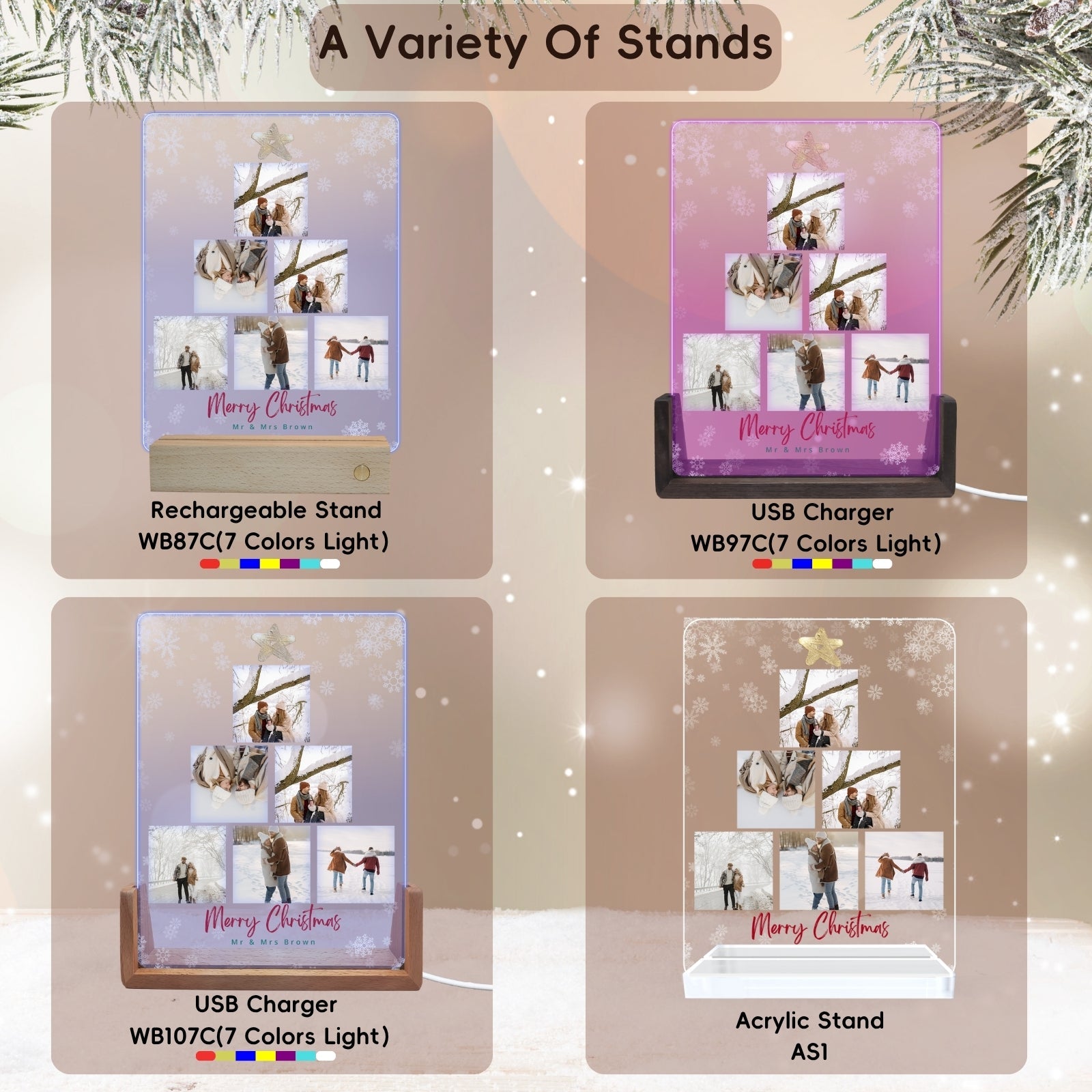 Personalised Christmas Photo Gifts, Light Up Photos Frame, Multiple Pictures Gifts for Women, Boyfriend, Girlfriend, Family, Men, Him, Her, Customised Acrylic Plaque from son daughter - uniqicon