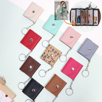 Personalized Mini Photo Keychain, Picture Keychains(Blue) Personalized Album, Mini Cute Key Ring Keychain with Picture Book for Family, Boyfriend, Couples, Dog, Friends