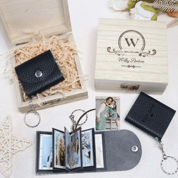 Personalized Mini Photo Keychain,Picture Keychains(Black) Personalized Album, Mini Cute Key Ring Keychain with Picture Book for Family, Boyfriend, Couples, Dog, Friends