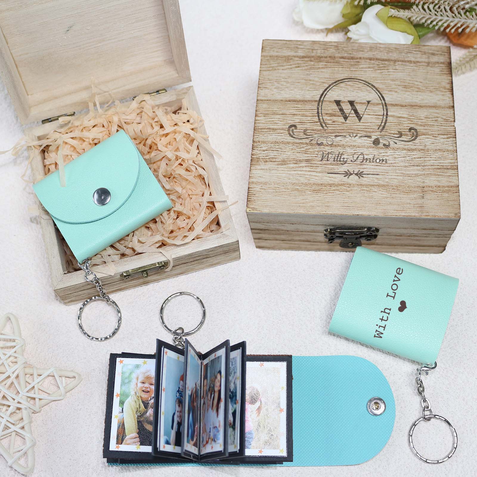 Personalized Mini Photo Keychain, Small Custom Leather Memory Photo, Picture Keychains Personalized Album, Mini Cute Key Ring Keychain with Picture Book for Family, Boyfriend, Couples, Dog, Friends - uniqicon